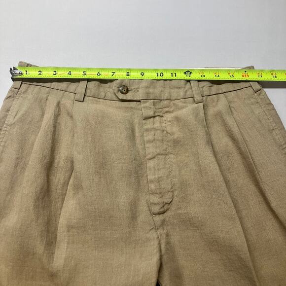 Jos A Banks Travelers Collection 100% Linen Pleated Cuffed Trouser Pants 35x30 - Picture 10 of 11